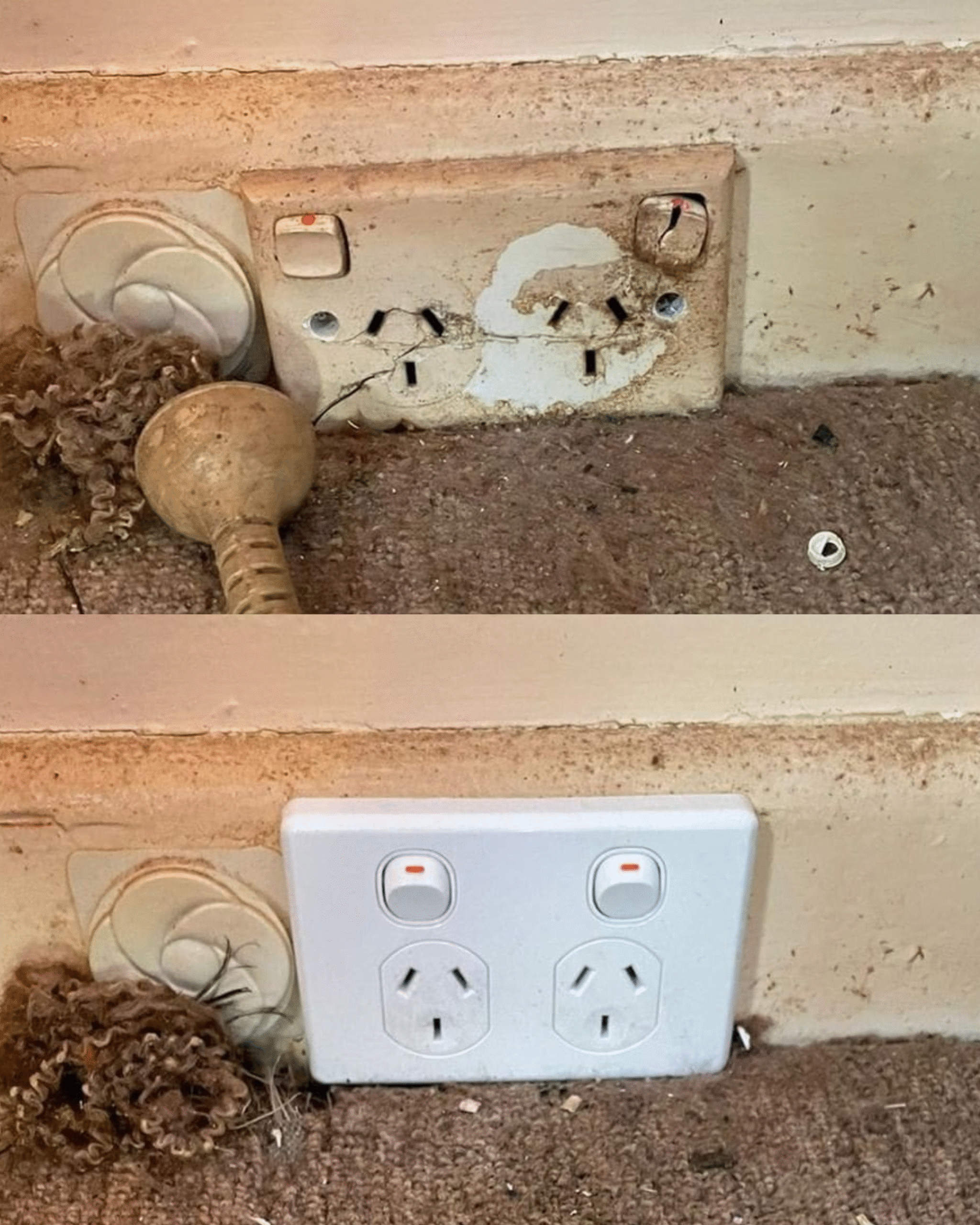 Licensed Electrician Installing Double Power Point – Xceed Electrical Licensed electrician installing a modern double power point with USB chargers in a Sydney home – safe, compliant power-point installation NSW & QLD