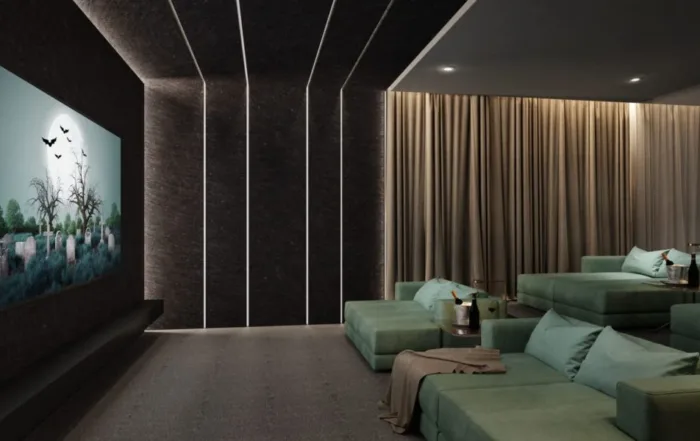 Modern luxury home theater lighting installation by Xceed Electrical